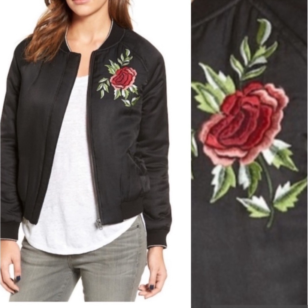 Velvet by Graham & Spencer Silk Blend Bomber Varsity Jacket